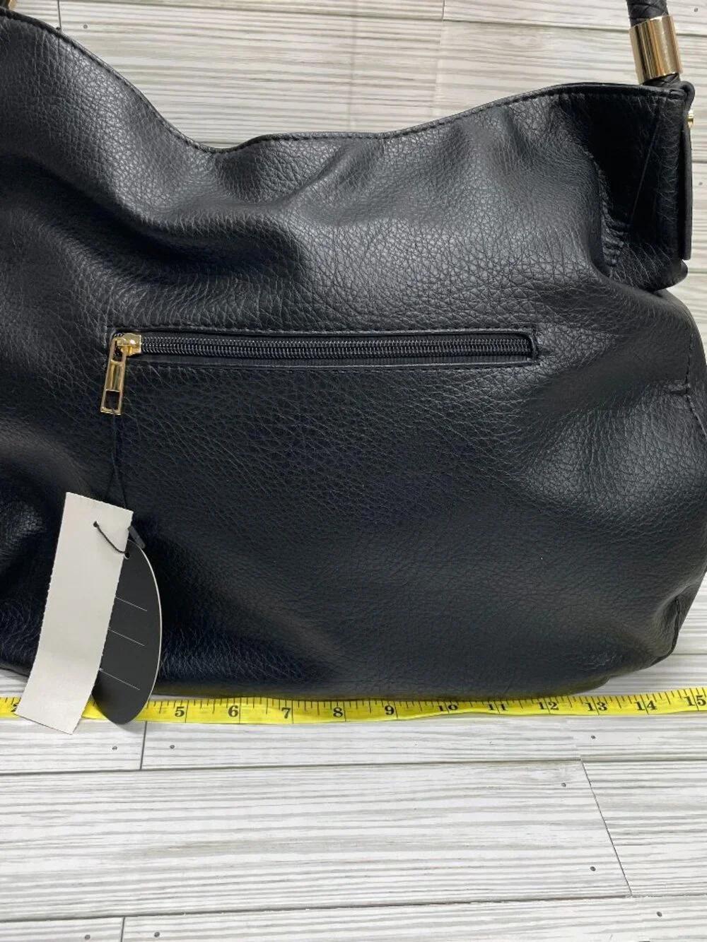 NWT Ivy Rose Hannah Black Faux Leather Hobo Shoulder Bag